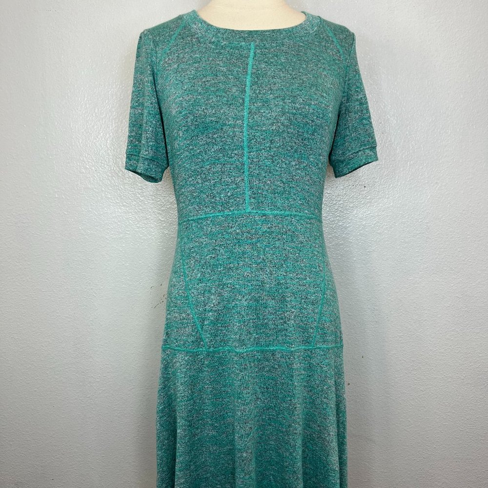 Athleta Heather‎ Green En Route Skater Flared Casual Dress Size Small S